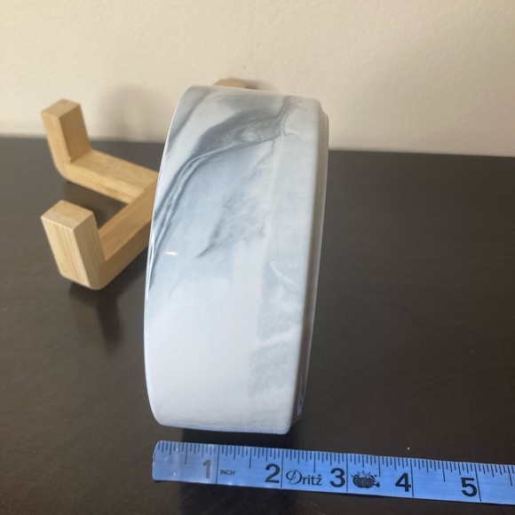 Ceramic Pet Bowls With Bamboo Stands Modern Food And Water Bowl Set Cat Dog Gray - Picture 5 of 6